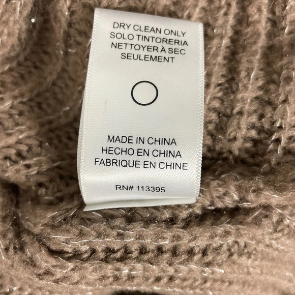 Aryn K. Women’s Sweater Asymmetrical One Shoulder Batwing Taupe Metallic Medium - Picture 7 of 10